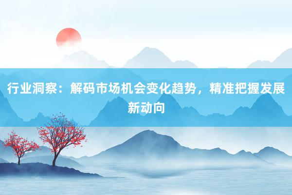 行业洞察：解码市场机会变化趋势，精准把握发展新动向